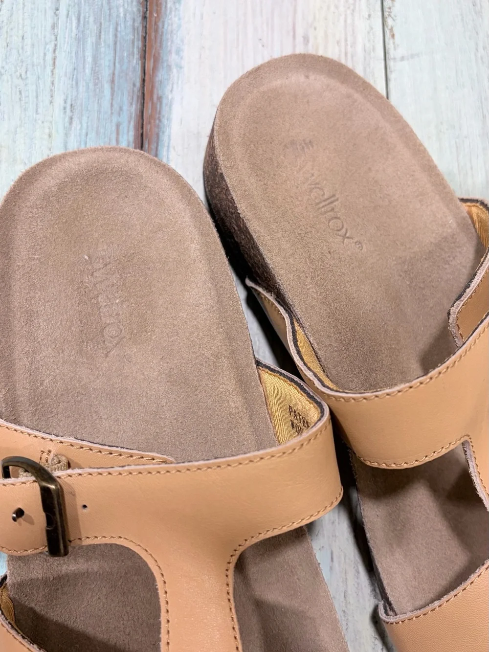 Wellrox Sedona Tan Leather Toe-Loop Orthotic Sandals Yoga Toe Separator Wellness